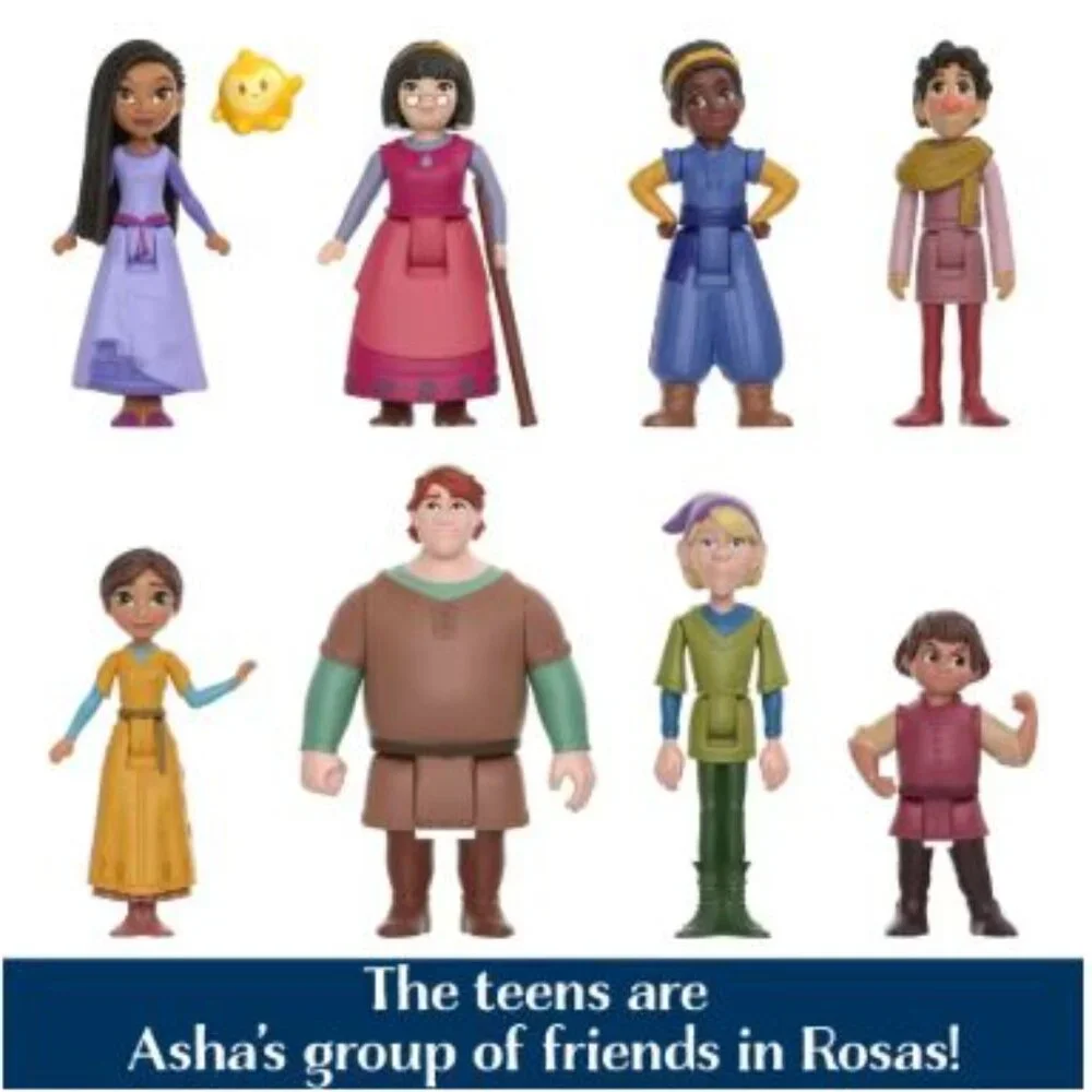 Disney’s Wish the Teens Mini Doll Set, 8 Posable Dolls & Star Figure, Characters